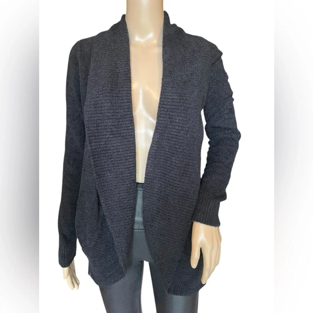 Barefoot Dreams Womens Cardigan CozyChic Lite Circle Black Size XS/S - Picture 4 of 14